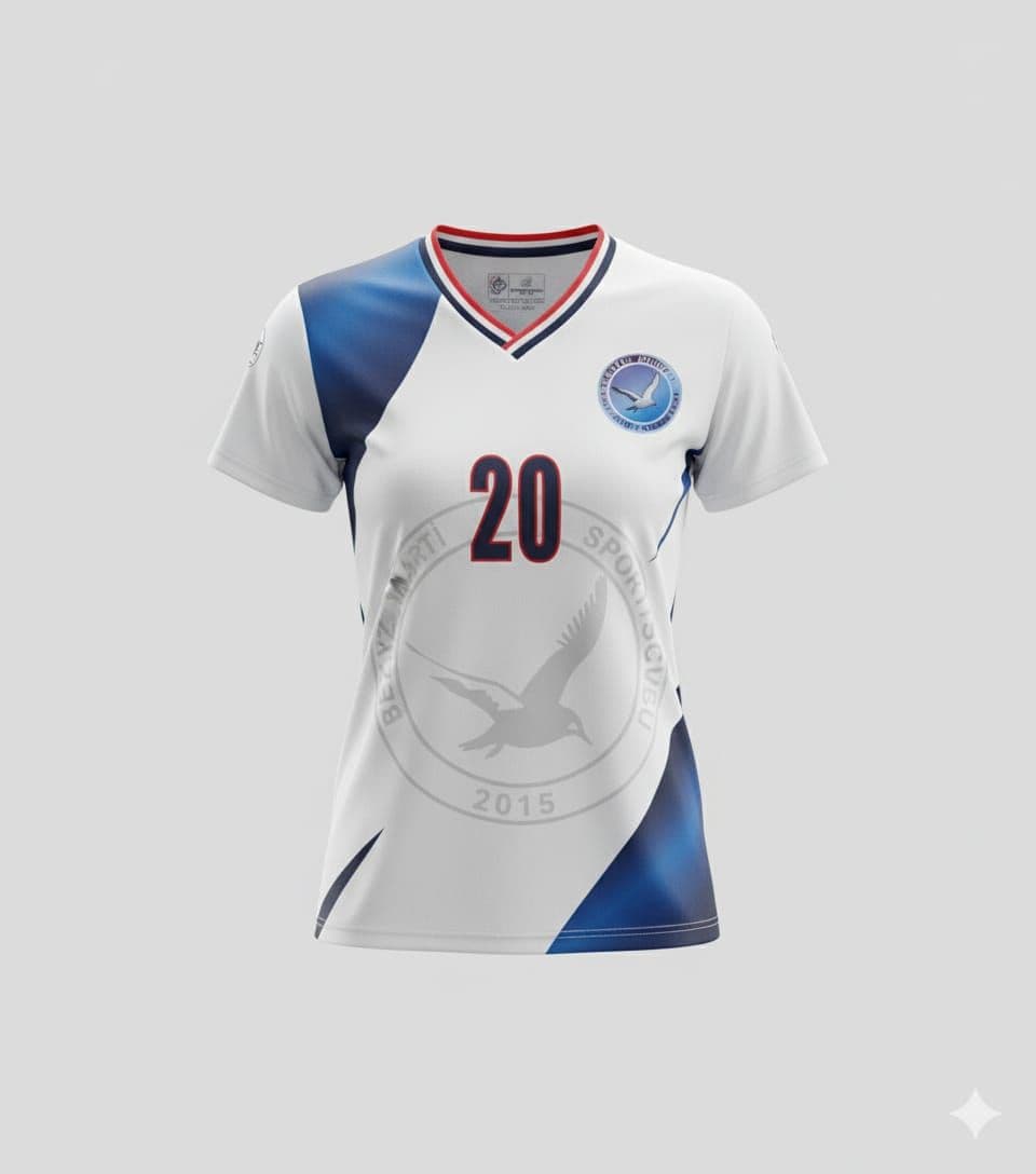 Beyaz Martı Spor Kulübü forması, kulübümüzün “Zeki, Çevik ve Ahlaklı” felsefesini yansıtan sade ama güçlü bir tasarıma sahiptir. Renkler: Formada yer alan beyaz, saflığı ve spora olan temiz yaklaşımı simgeler. Lacivert, disiplini ve kararlılığı temsil ederken, kırmızı detaylar tutkuyu ve milli değerlere bağlılığı vurgular. Logo ve Tasarım: Göğüs üzerindeki Beyaz Martı arması, kalbin üzerinde konumlanarak aidiyet duygusunu simgeler. Yukarı yönelen martı kanatları, gençlerimizi her zaman daha yükseğe taşıma vizyonumuzu anlatır.